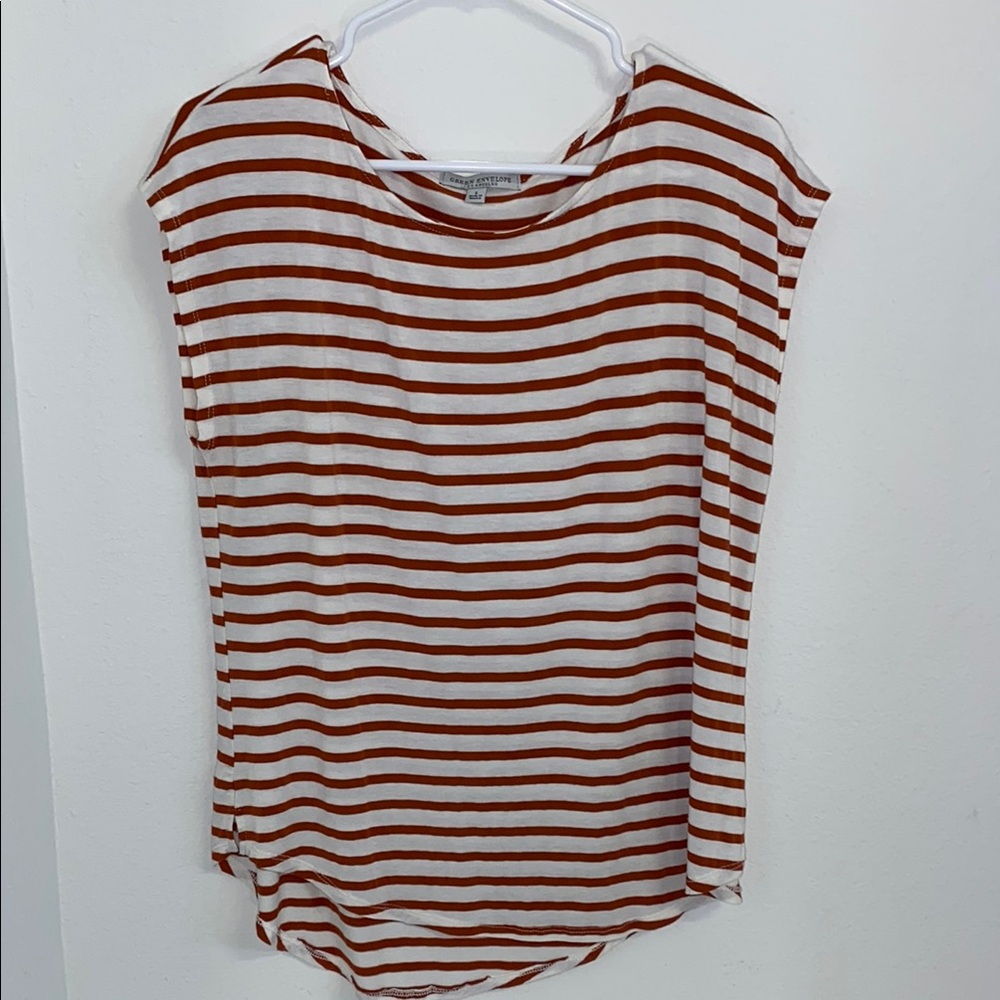 Green Envelope (Brand) Striped Top - Burnt Orange and White Size L